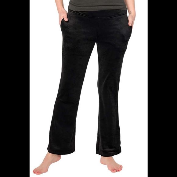 Cuddl Duds Double Plush Velour Boot Leg Pant Black - Petite - Picture 1 of 1